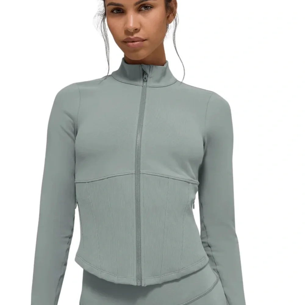 Alo Yoga Airbrush Corset Full Zip Jacket Lunar Grey XS